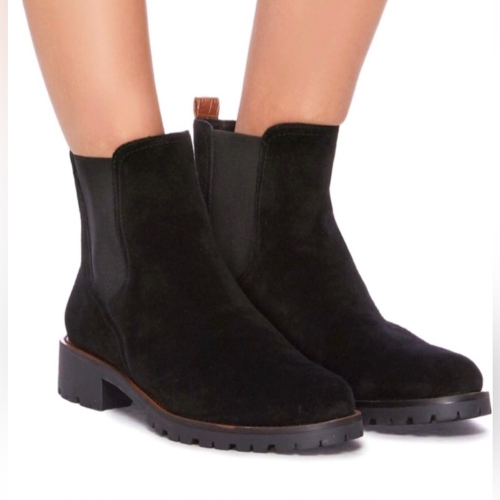 Sam Edelman Women’s Jaclyn Suede Black with Brown Chelsea Boots Sz 6